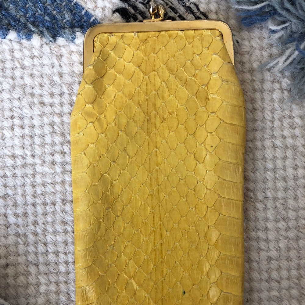 Vintage Yellow Snakeskin Eyeglass Case Pouch